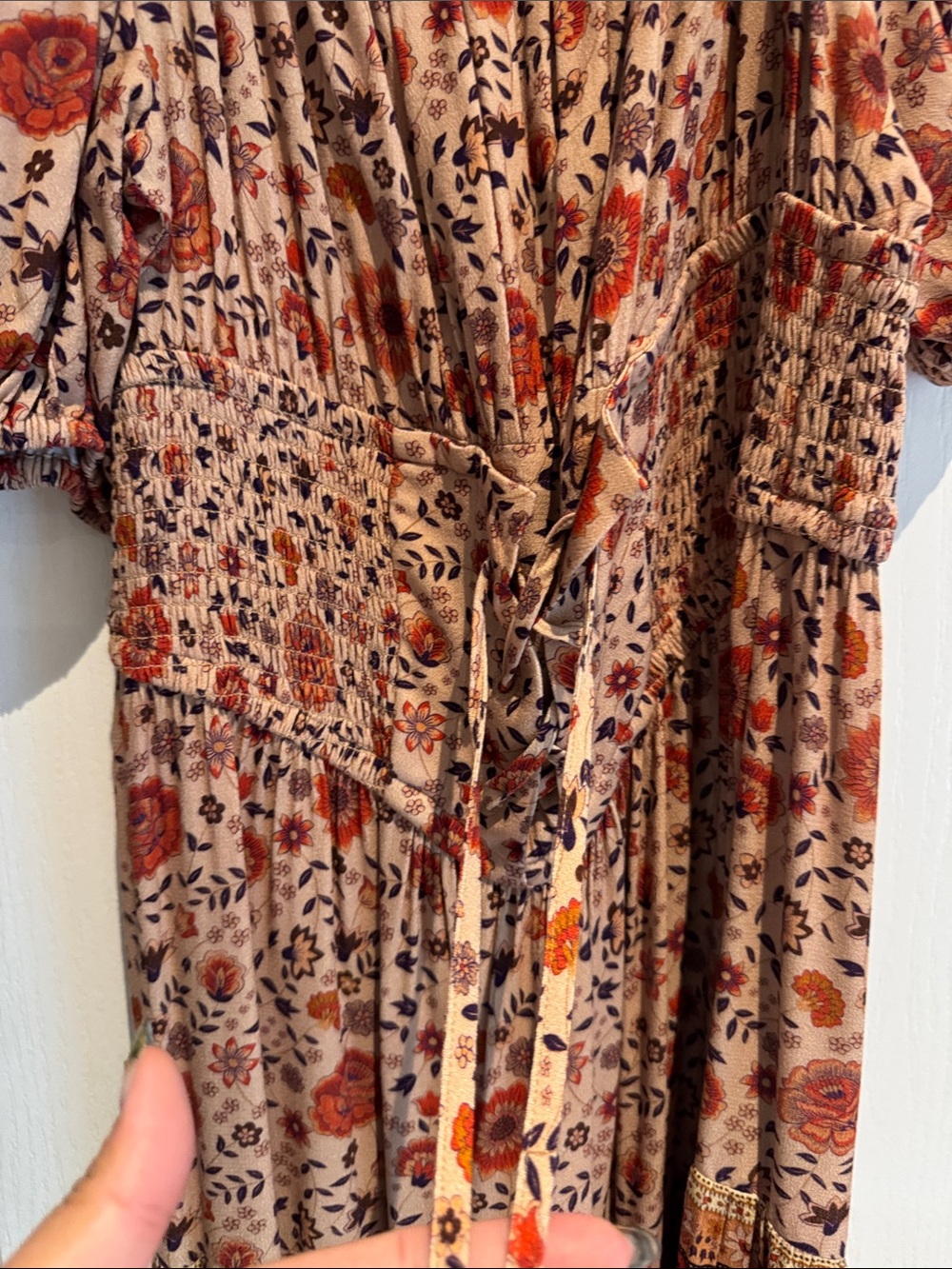 SPELL DESIGNS- Bohemian Floral Maxi Dress in Rust and Beige - Picture 3 of 4